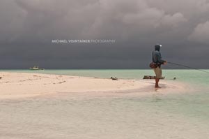 Sean casting for sharks along a Bahama beach. Numerous storms made the flats difficult to fish, so the beaches made a great alternative.