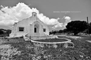 An old rundown church on the island that had a creepy appearance to it. 