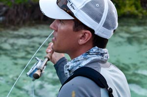 Sean on the final moments of daylight his last day casting to a Permit... all 5 inches of it. Size does not matter when talking permit!