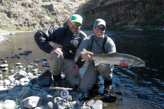 Sean and Mark with a nice Grande Ronde Steelhead.