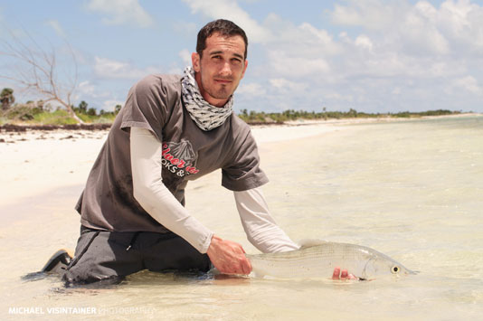 Mike Visintainer with a Bonefish.