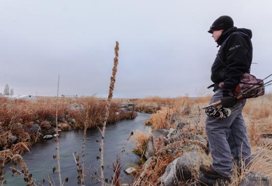 Trout Fly Fishing at Rocky Ford Creek, Washington.