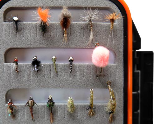 Nymph and dry flies used at Rocky Ford Creek.