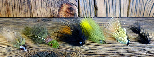 Streamer fly patterns used at Rocky Ford Creek.