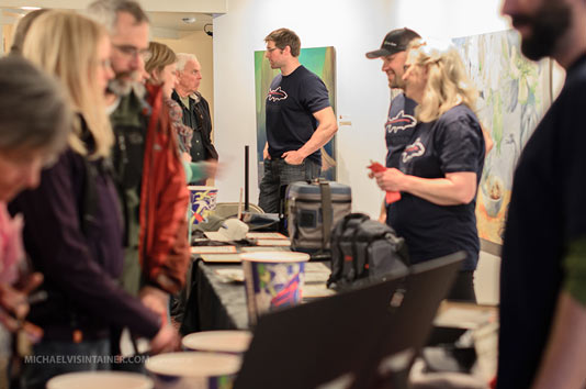 Taylor McCroskey teaching attendees about his Spokane River Redband Project for Eastern Washington University (EWU).