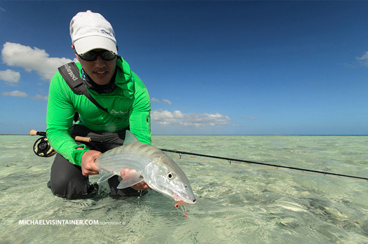 Sean Visintainer and a Mayaguana Bonefish.