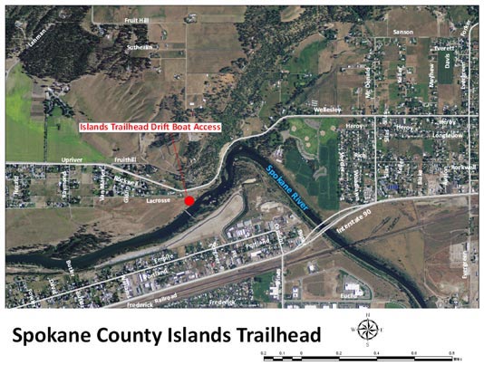 Spokane River Islands Trailhead Drift Boat Access Overview.
