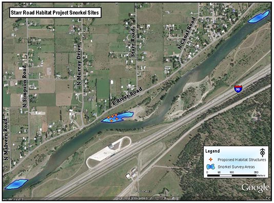 Starr Road Habitat Project Snorkel Sites.