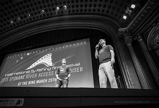 Sean Visintainer and Andy Dunau Speeking at the IF4 Spokane River Benefit.