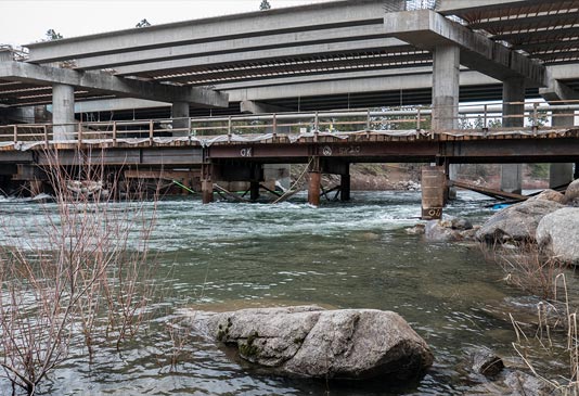 Downstream of the Sullivan Bridge Boat Traffic Closure.