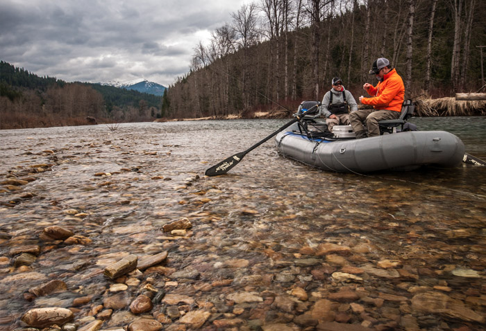 Fly fishing out of a raft in northern idaho.