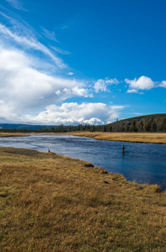 Sunny skies on the Firehole River.