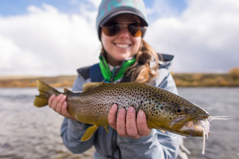 Jennifer Nepean and a nice Wyoming Green River brown trout.