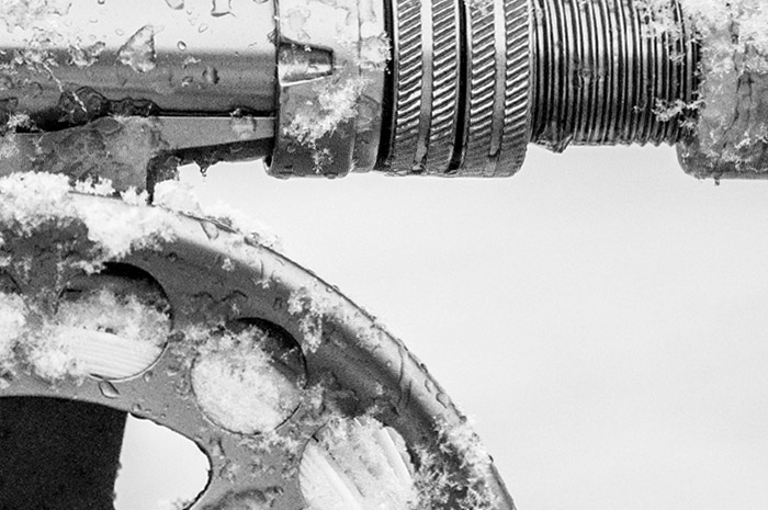 Fly Fishing Reel covered in Ice.