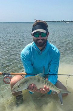A tanker bonefish for Rob Glazier at Turneffe Atoll Flats in Belize.