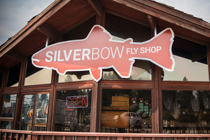 Silver Bow Fly Shop Fish Sign by Mountain Dog Sign Company