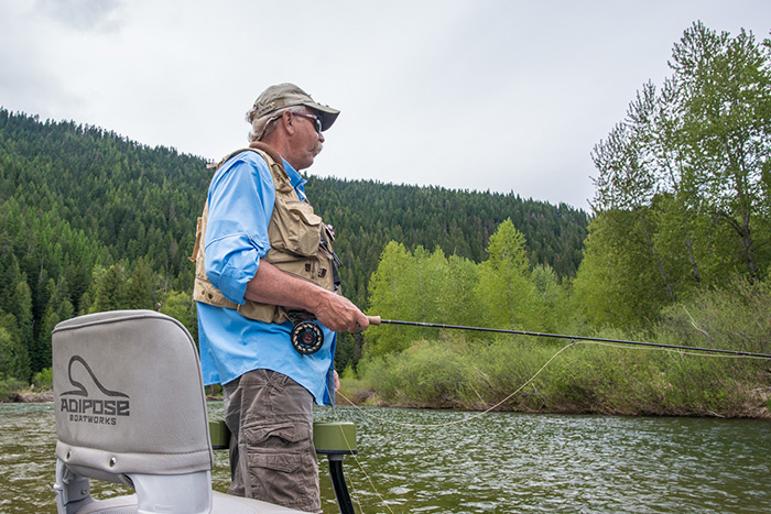 Coeur d'Alene and St. Joe River fly fishing guide Bill Johnson patiently waits for a cutthroat on the North Fork Coeur d'Alene River to rise.