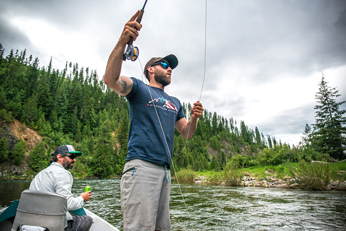 St. Joe River Guide Greg Gatti makes some cast to rising cutthroat trout in Idaho.