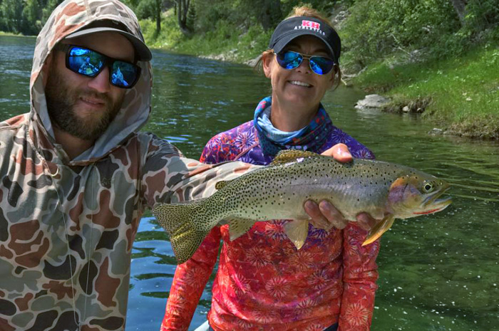 St. Joe River fly fishing guide, Greg Gatti, with nice St. Joe River cutthroat trout on a guided fly fishing trip through ROW Adventures Outfitters.