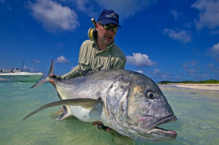 Giant Trevally from Farquhar Seychelles caught fly fishing.