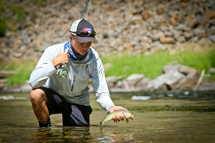 A dry fly caught cutthroat trout from the St. Joe River, Idaho where some of the world's best dry fly fishing takes place. Jon Covich Photo.