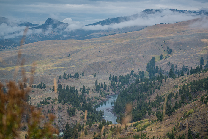 Hiking into the Black Canyon of the Yellowstone River near Hellroaring Trailhead.