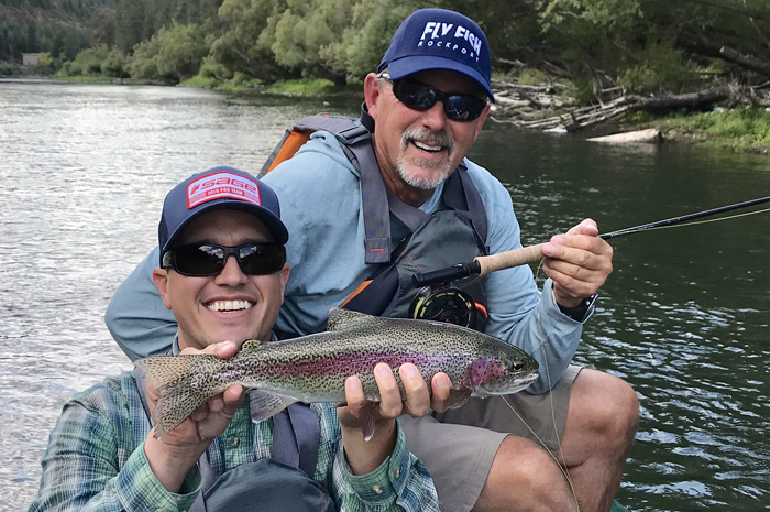 Sean Visintainer and Mark Russell with a nice Spokane River Redband caught while euro nymphing.