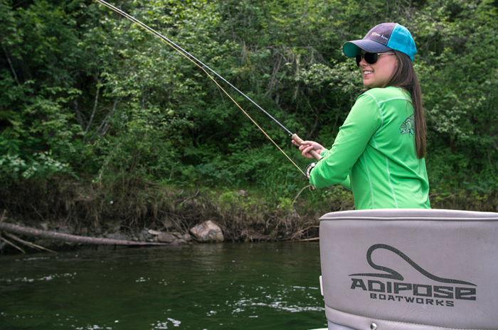 Jennifer Nepean hooked up on a St. Joe River cutthroat trout while dry fly fishing.