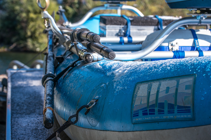 Fall day with a touch of snow on the boat.