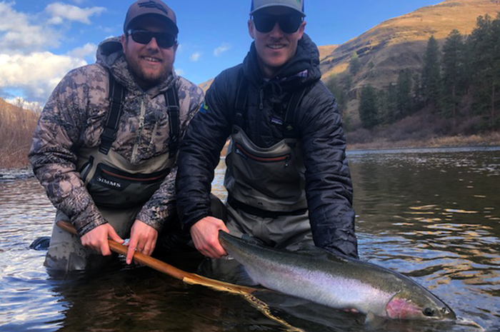 Austin and Garret with a BIG Grande Ronde steelhead.