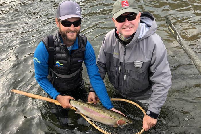 Our pal Jim Phillips and Grande Ronde steelhead guide Kelby Braun with a nice wild steelhead.