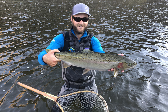 Silver Bow steelhead guide Kelby Braun and a nice hatchery steelhead caught on the Grande Ronde River, Washington