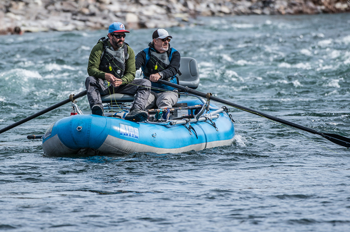 Spokane River Guide Manager Bo Brand and fishing guide Jake Hood drift the Spokane River for Redband trout.
