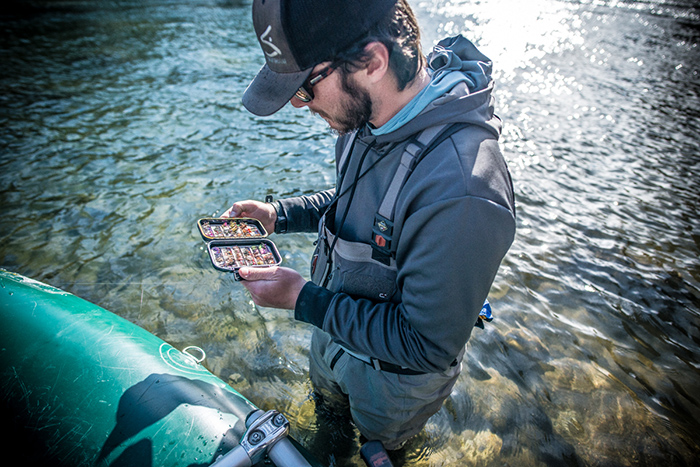 Silver Bow guide Kenyon Pitts selecting the right hot bead nymph for the afternoon.