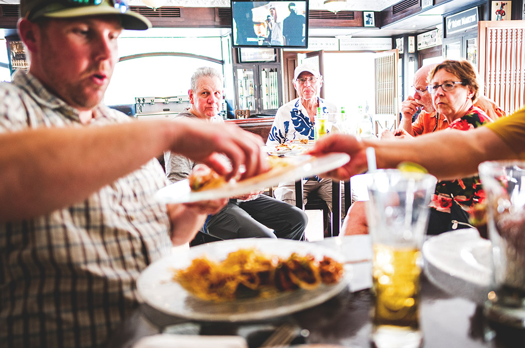 Eating at Sloppy Joe's Bar