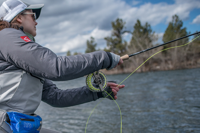 Keep your line fingers loosely closed around the fly line to maintain control, but still allowing fly line to shoot freely.