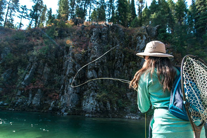 Jennifer Nepean casting on the South Fork of the Payette River.