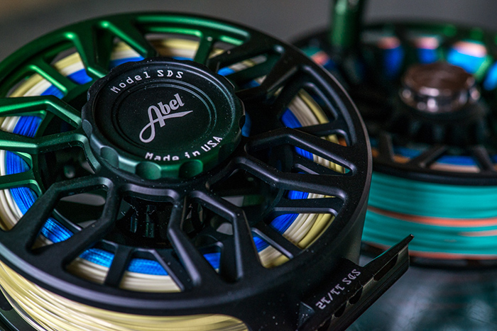 Custom Abel SDS 11/12 Reel and Spool in Black / Green Fade finish.