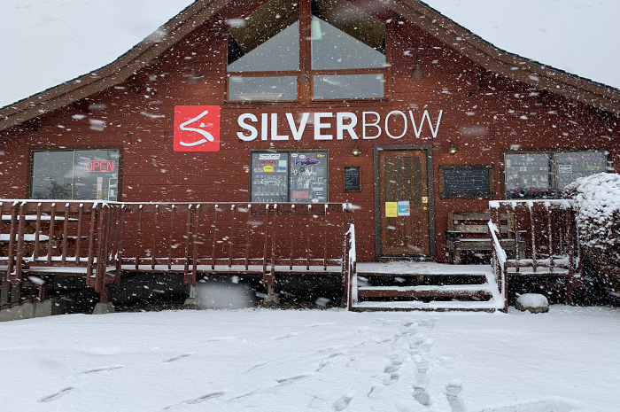 October snowstorm at the Silver Bow Fly Shop.