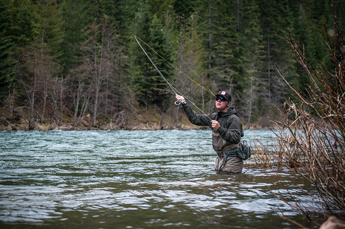 Silver Bow Fly Shop staffer Kenyon Pitts fishing the North Fork of the Coeur d'Alene River when levels are rising.