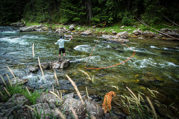 Fly fishing the St. Joe River in Idaho for cutthroat trout.