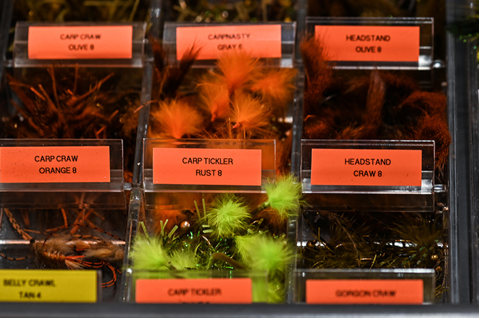 Flies for carp fishing available at Silver Bow Fly Shop in Spokane.