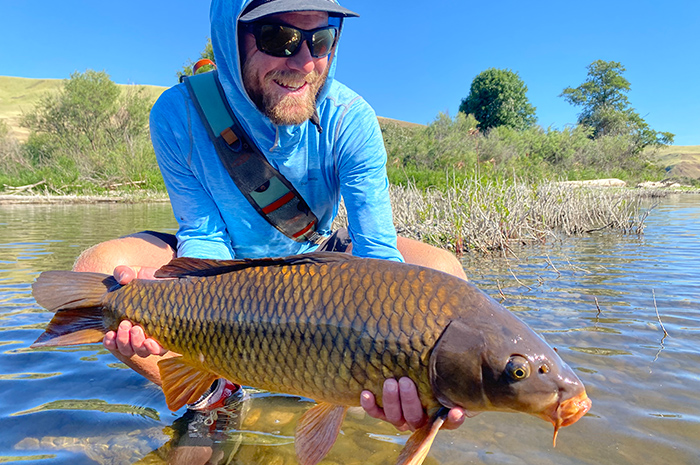 Jesse Retan fly fishing for carp in Washington.