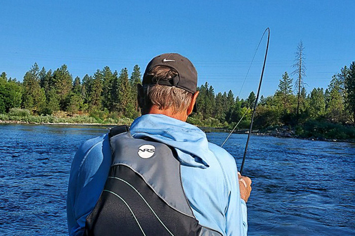 Silver Bow guest hooked up on a Spokane River trout.