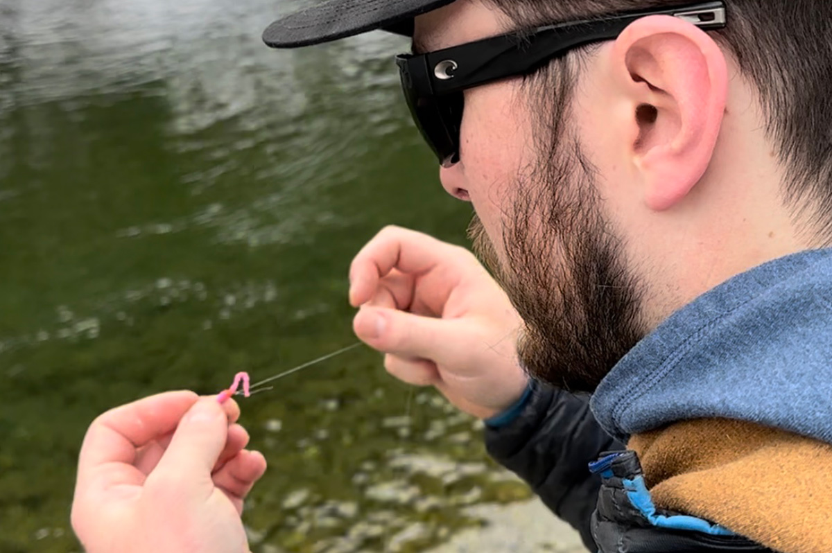 Winter fly fishing means sub surface patterns like san juan worms.