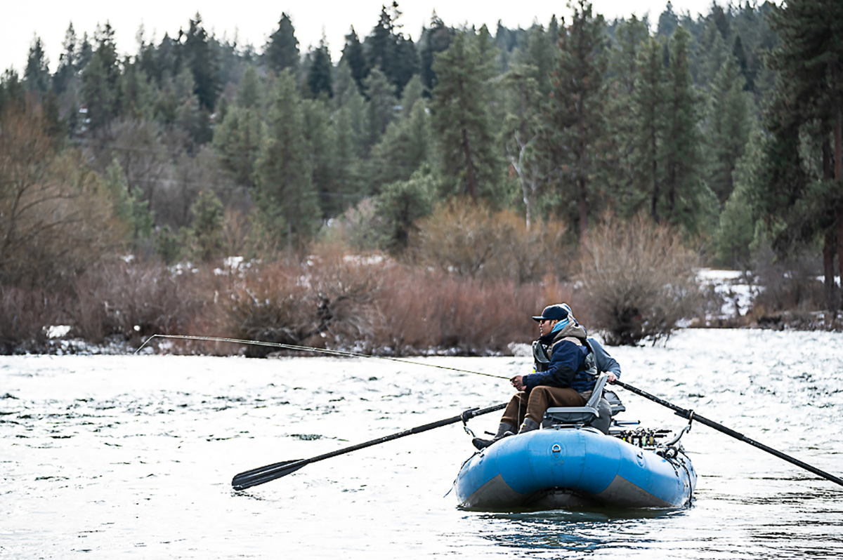 Fly fishing and floating the Spokane River, Washington.
