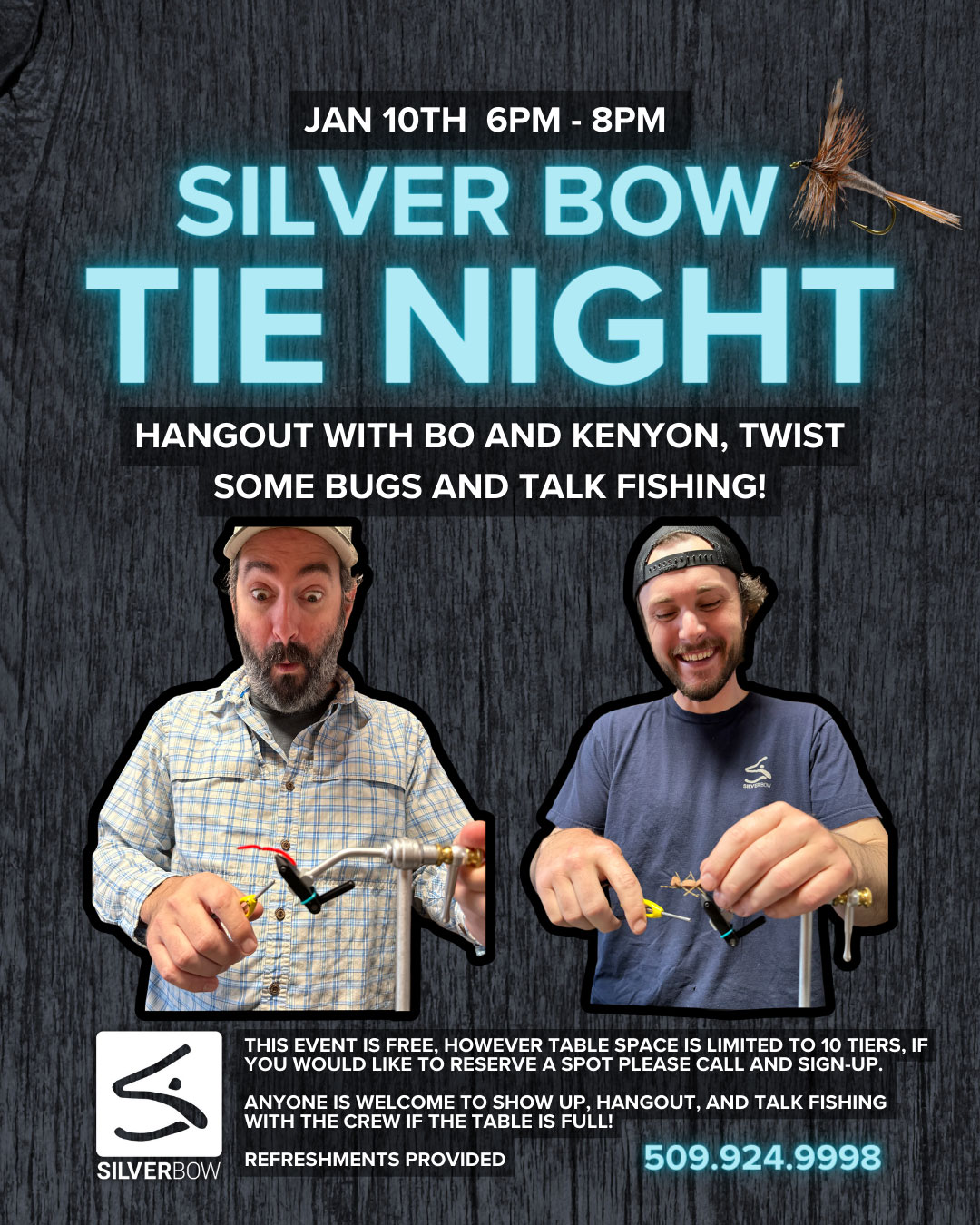 Fly Tying Night Silver Bow Fly Shop