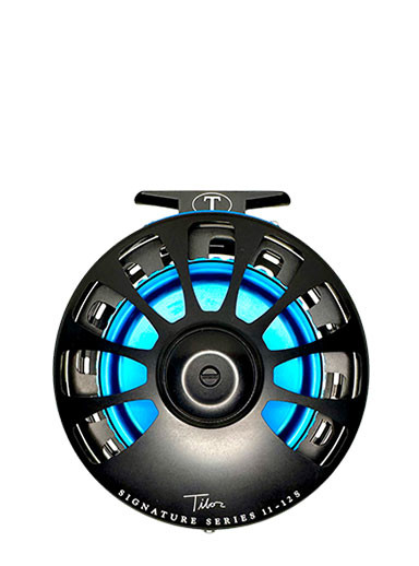 Tibor — Signature Series 11/12 Fly Reel Frost Black with Blue Hub