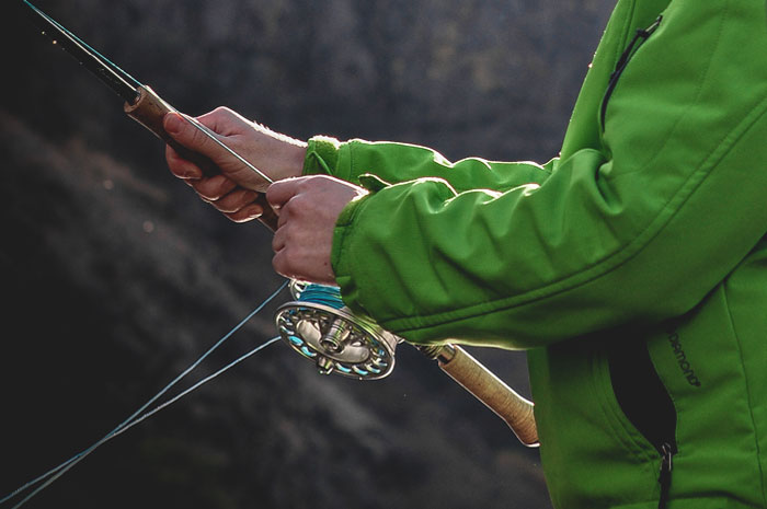 Fly Fishing Instructor Sean Visintainer teaching casting techniques with a student.