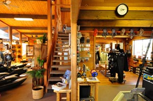 The shop once use to be a model cedar home and now makes a "cozy" fly shop located right off of I-90 in Spokane, Washington.
